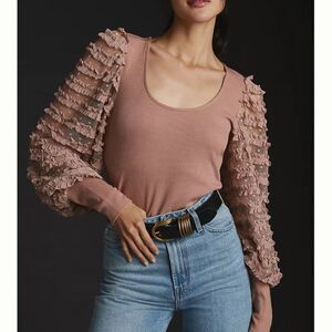 Anthropologie Dolan Left Coast Ruffle Sleeves Top size Medium